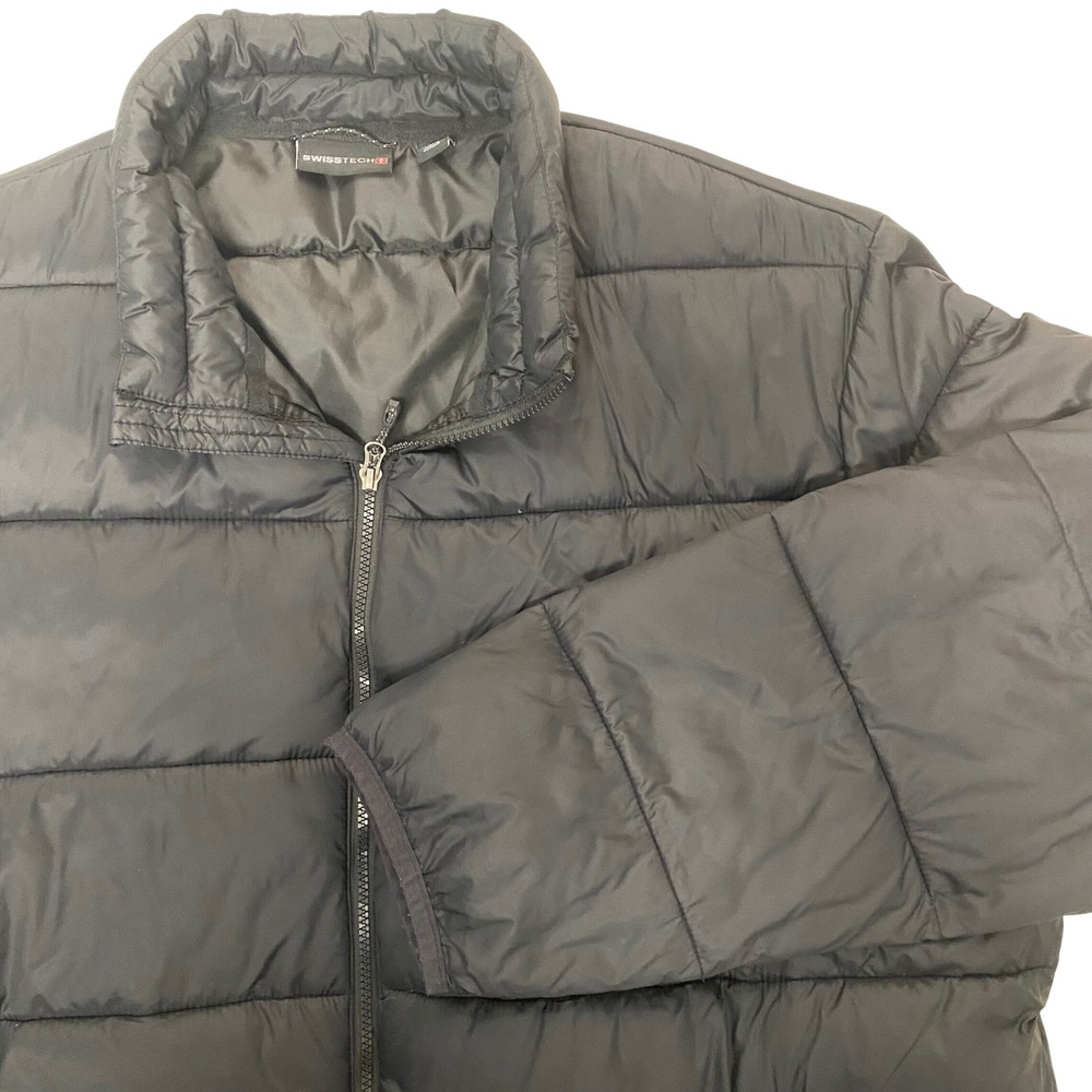 SwissTech Mens 3XL Black Packable Puffer Jacket Quilted Full Zip SW33100076180B